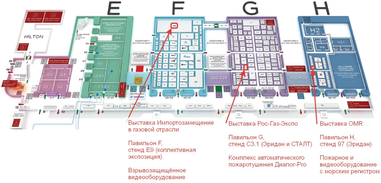 Схема расположения стендов Эридан на ПМГФ-2022